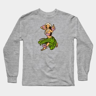 Hawaiian Hula Dancer Illustration Long Sleeve T-Shirt